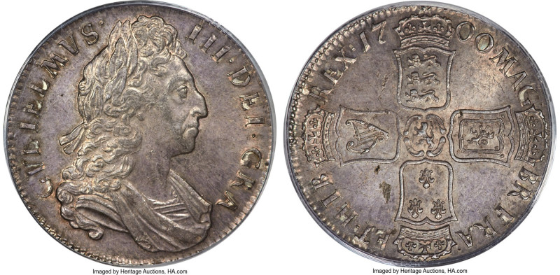 William III Crown 1700 MS64 PCGS, KM494.3, S-3474. DVODECIMO edge. An exceptiona...