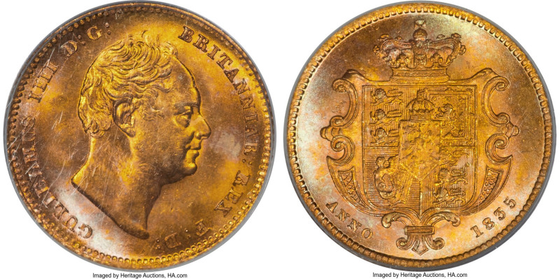 William IV gold 1/2 Sovereign 1835 MS65 PCGS, KM722, S-3831, Marsh-411. Essentia...