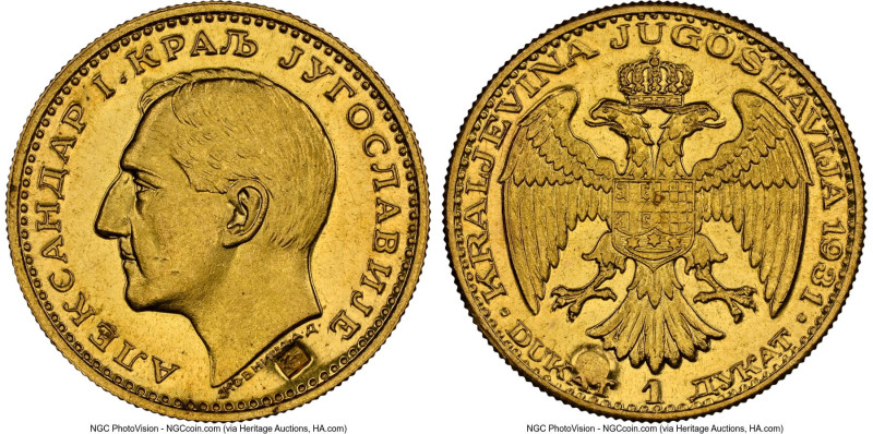 Alexander I gold Ducat 1931-(k) MS65 NGC, Belgrade mint, KM12.2, Fr-5. Counterma...