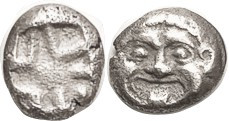 PARION, Drachm, c.550-520 BC, Facg Gorgon head/ Cruciform incuse, S3917 (as 3/4 ...