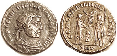 DIOCLETIAN, POST-Reform Radiate, CONCORDIA MILI-TVM, Jupiter giving Victory to R...