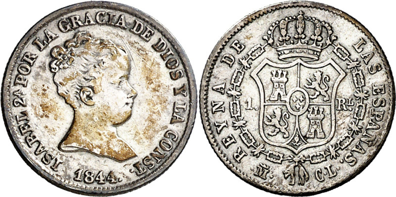 1844. Isabel II. Madrid. CL. 1 real. (AC. 297). 1,48 g. MBC/MBC+.