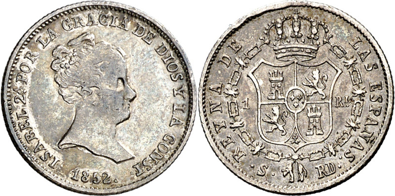 1852. Isabel II. Sevilla. RD. 1 real. (AC. 320). 1,26 g. MBC.