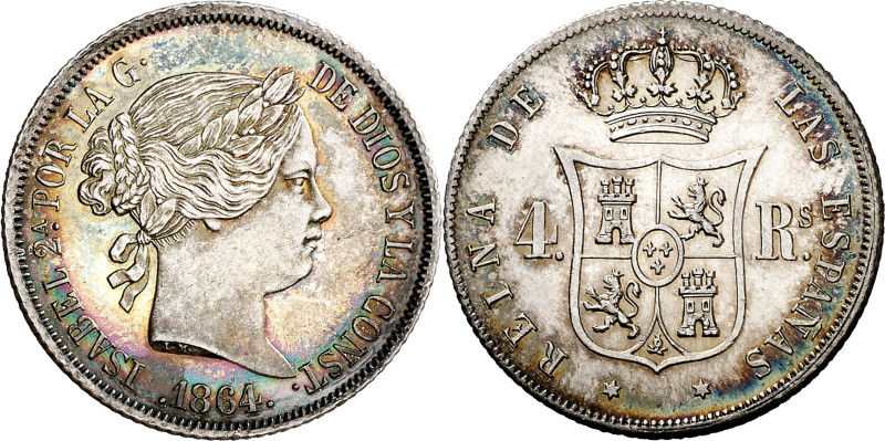 1864. Isabel II. Madrid. 4 reales. (AC. 469). Pátina. Escasa así. 5,23 g. EBC/EB...