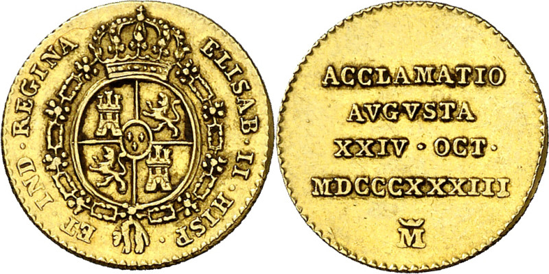 1833. Isabel II. Madrid. Proclamación. Módulo de 1/2 escudo. (Ha. 24) (V.Q. 1337...