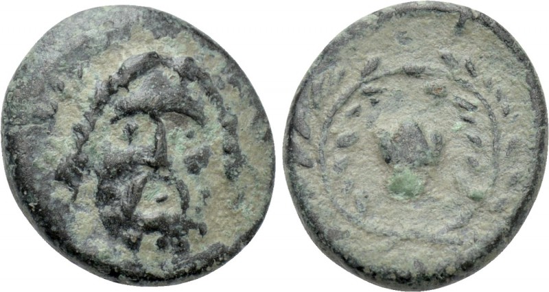 AEOLIS. Autokane. Ae (4th century BC). 

Obv: Head of Zeus facing slightly rig...