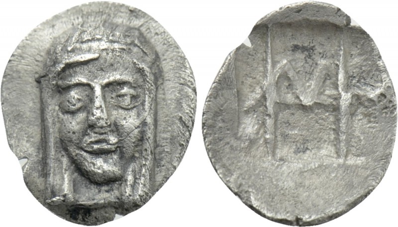 IONIA. Kolophon. Hemiobol (Circa 500-450 BC). 

Obv: Facing head of Apollo.
R...