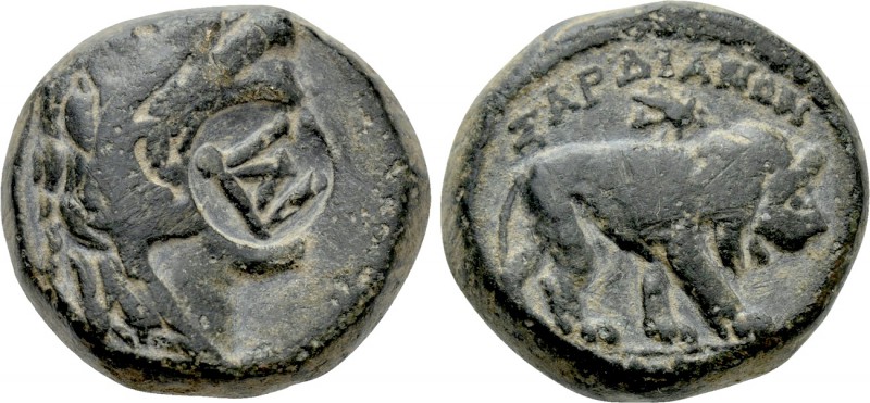LYDIA. Sardes. Ae (Circa 200-133 BC). 

Obv: Head of Herakles right, wearing l...