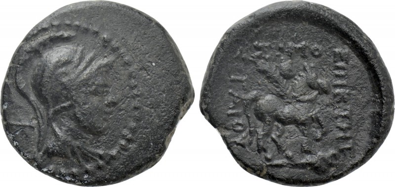 PHRYGIA. Epikteteis. Ae (2nd-1st centuries BC). 

Obv: Helmeted and draped mal...