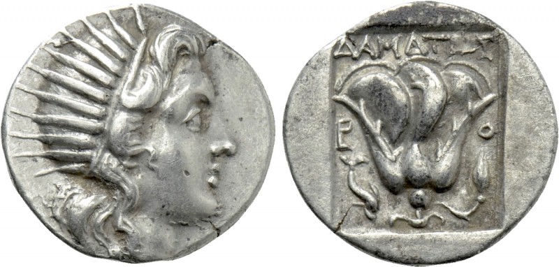 CARIA. Rhodes. Drachm (Circa 190-170 BC). 'Plinthophoric' coinage. Damatrios, ma...