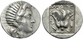 CARIA. Rhodes. Drachm (Circa 190-170 BC). 'Plinthophoric' coinage. Damatrios, magistrate.