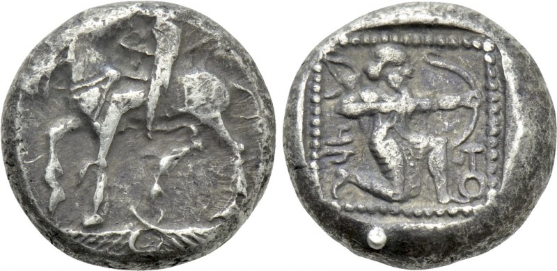 CILICIA. Tarsos. 1/3 Stater (Circa 425-400 BC).

Obv: Satrap, holding flower(?...