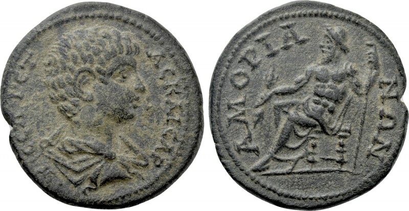 PHRYGIA. Amorium. Geta (Caesar, 198-209). Ae. 

Obv: Π CЄΠ ΓЄTAC KAICAP. 
Bar...