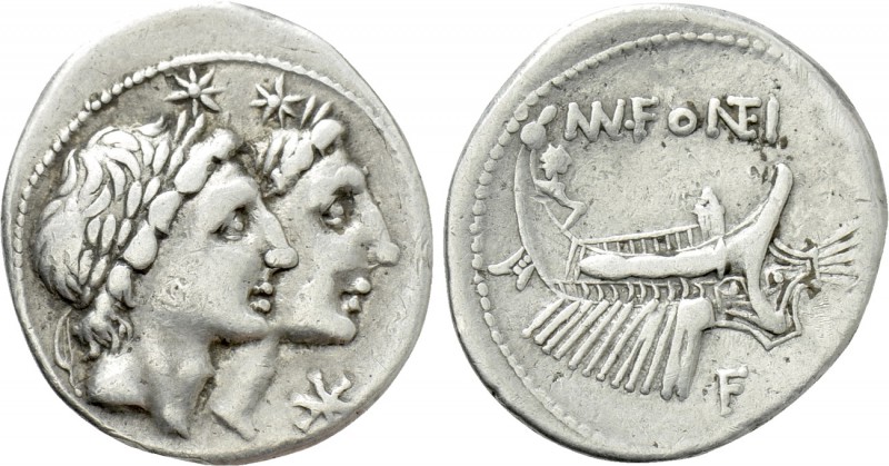 MN. FONTEIUS. Denarius (108-107 BC). Rome. 

Obv: Jugate laureate heads of the...