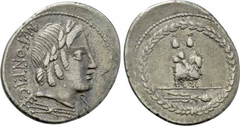 MN. FONTEIUS. C.F. Denarius (85 BC). Rome. 

Obv: MN FONTEI C F. 
Laureate he...