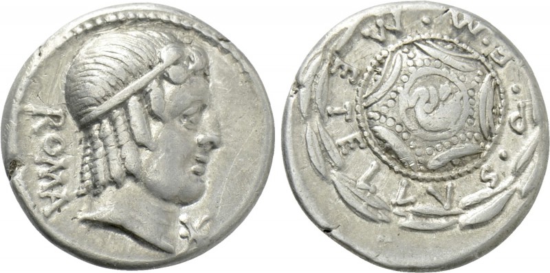 M. CAECILIUS Q.F. Q.N. METELLUS. Denarius (82-80 BC). Rome. 

Obv: ROMA. 
Hea...