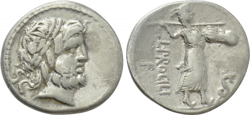 L. PROCILIUS. Denarius (80 BC). Rome. 

Obv: Laureate head of Jupiter right; S...