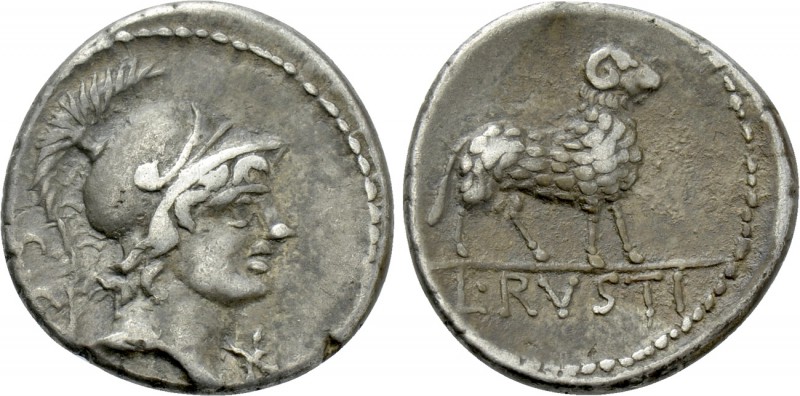 L. RUSTIUS. Denarius (74 BC). Rome. 

Obv: S C. 
Helmeted head of Mars right;...