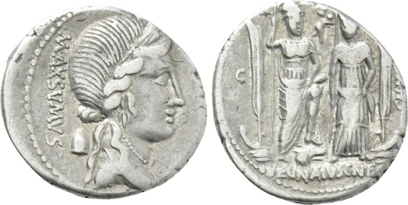 CN. EGNATIUS CN.F. CN.N. MAXSUMUS. Denarius (76 BC). Rome. 

Obv: MAXSVMVS. 
...