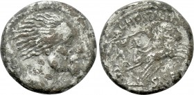 L. HOSTILIUS SASERNA. Fourrée Denarius (48 BC). Imitating Rome.