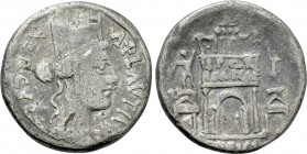AUGUSTUS (27 BC-14 AD). Fourrée Denarius. Contemporary Rome mint imitation muling Republican type of A. Plautius and Augustan Imperial type of L. Vini...