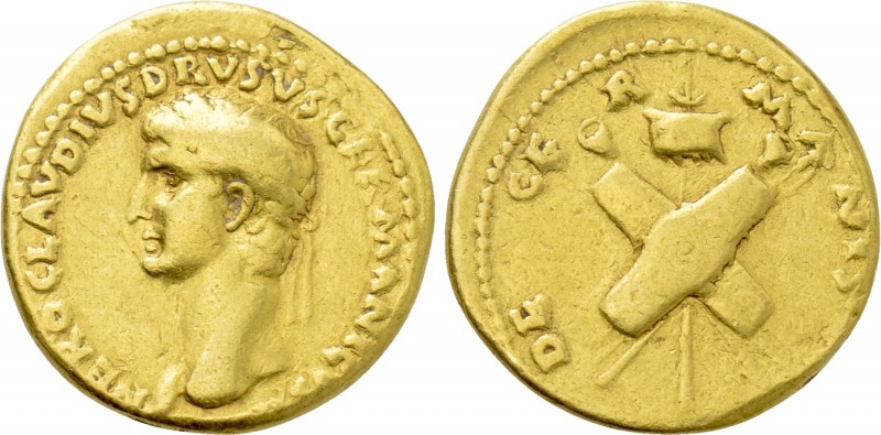 NERO CLAUDIUS DRUSUS (Died 9 BC). GOLD Aureus. Lugdunum. Struck under Claudius....