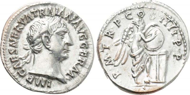 TRAJAN (98-117). Denarius. Rome. 

Obv: IMP CAES NERVA TRAIAN AVG GERM. 
Laur...