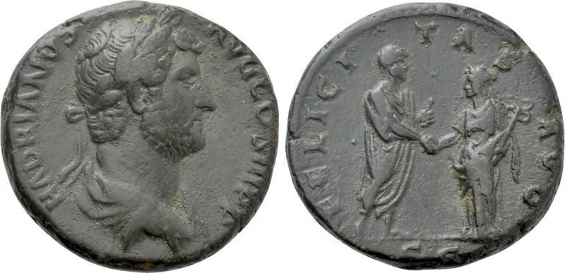 HADRIAN (117-138). As. Rome. 

Obv: HADRIANVS AVG COS III P P. 
Laureate and ...