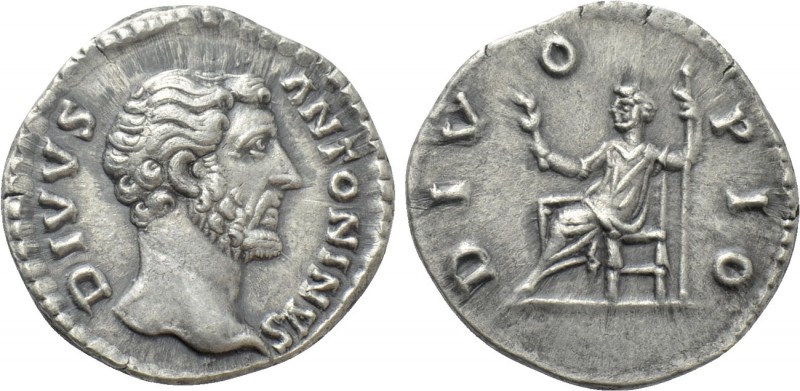 DIVUS ANTONINUS PIUS (Died 161). Denarius. Rome. 

Obv: DIVVS ANTONINVS. 
Bar...