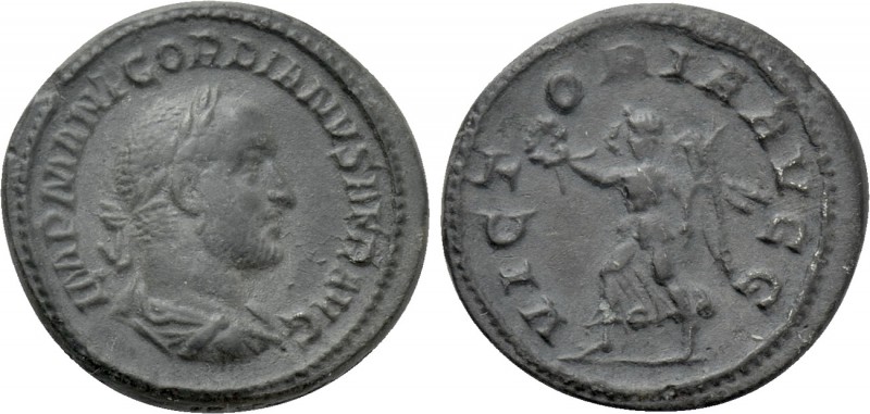 GORDIAN II (238). Limes Denarius. Contemporary imitation of Rome.

Obv: IMP M ...