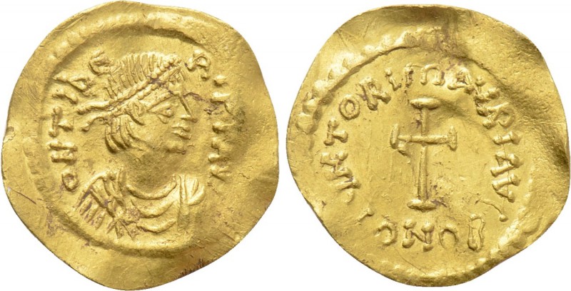 MAURICE TIBERIUS (582-602). GOLD Tremissis. Constantinople. 

Obv: δ N TIЬЄRI ...
