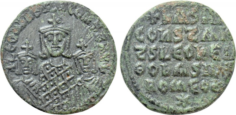 BASIL I THE MACEDONIAN with LEO VI and CONSTANTINE (867-886). Follis. Constantin...