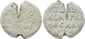 BYZANTINE LEAD SEALS. Time of Irene (797-802). For the office of the imperial kommerkiarios of Thessalonica.