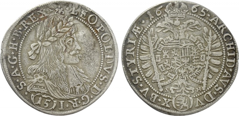 HOLY ROMAN EMPIRE. Leopold I (1657-1705). 15 Kreuzer (1665-SH). Graz. 

Obv: L...