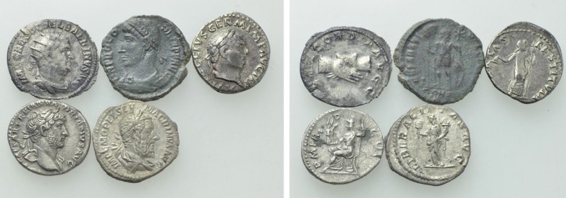 5 Coins of Scarcer Roman Emperors; Vitellius, Macrinus, Vitellius etc. 

Obv: ...