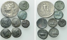 8 Greek Coins; including a Tetradrachm of Thasos.