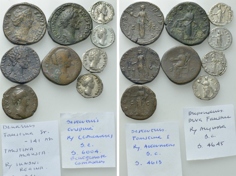 9 Coins of the Nerva Antonine Dynasty. 

Obv: .
Rev: .

. 

Condition: Se...