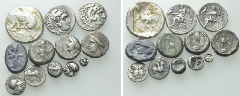 12 Greek Coins; Including Electron. 

Obv: .
Rev: .

. 

Condition: See p...