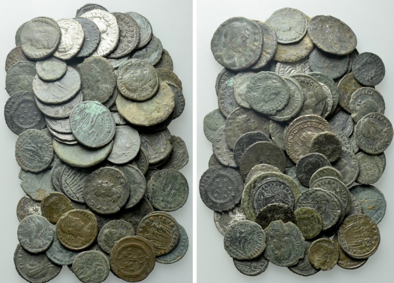 Circa 80 Roman Coins. 

Obv: .
Rev: .

. 

Condition: See picture.

Wei...