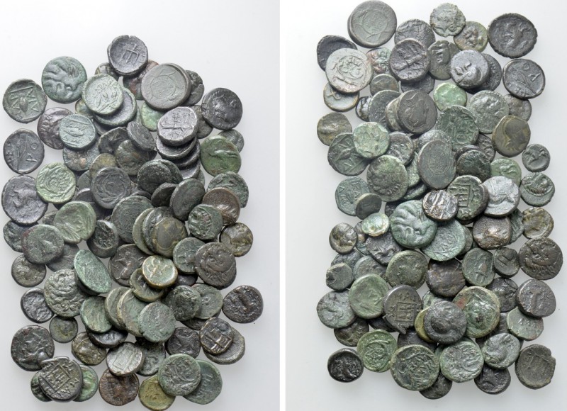 Circa 100 Greek Coins. 

Obv: .
Rev: .

. 

Condition: See picture.

We...