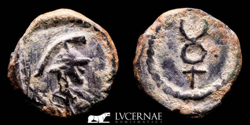 Ancient Hispania, Massalia. Æ12 (1,42 g. 12 mm.). Minted between 49-25 B.C. 

He...