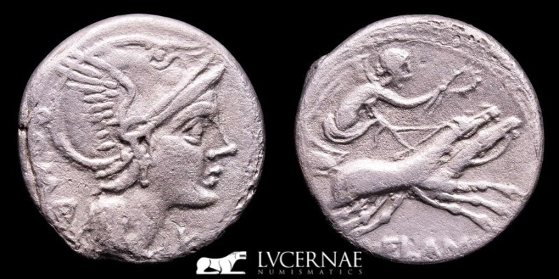 Roman Republic - Lucius Flaminius Chilo silver denarius (3,54 g, 18 mm..), minte...