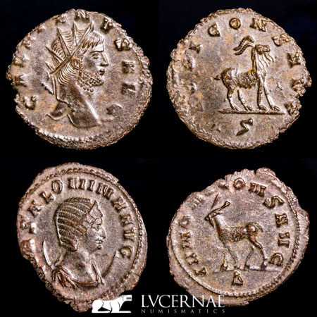 Roman Empire - Lot comprising two coins: 

Gallienus. (A.D. 253-268.) AE antonin...