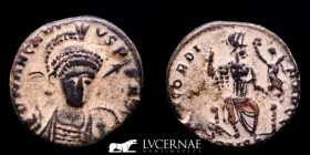 Theodosius II Æ Bronze Follis 2,62 g. 16 mm. Constantinople 402/50 AD Good very fine