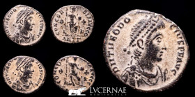 Theodosius Æ Bronze 2 x Follis 1.88 g. 19 mm. Antioch 375/95 AD gVF