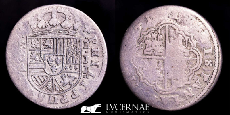 Spain - Felipe V (1700-1746), 2 silver reals minted in Cuenca in 1718. JJ essaye...