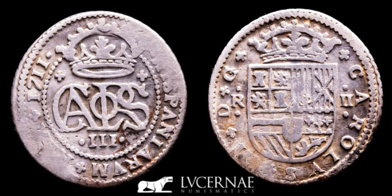 Spain - Carlos III, the Pretender (1701-1714) Silver 2 reales. Minted in Barcelo...