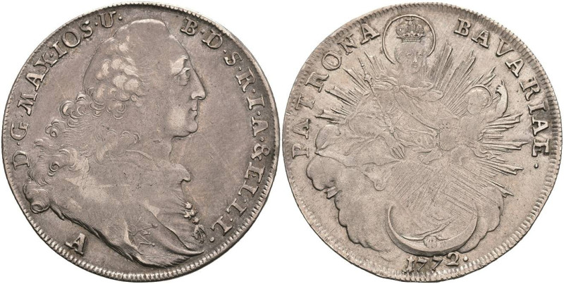 Deutschland bis 1800 Bayern Herzogtum
 Taler, 1772, Maximilian III. Joseph, Hah...