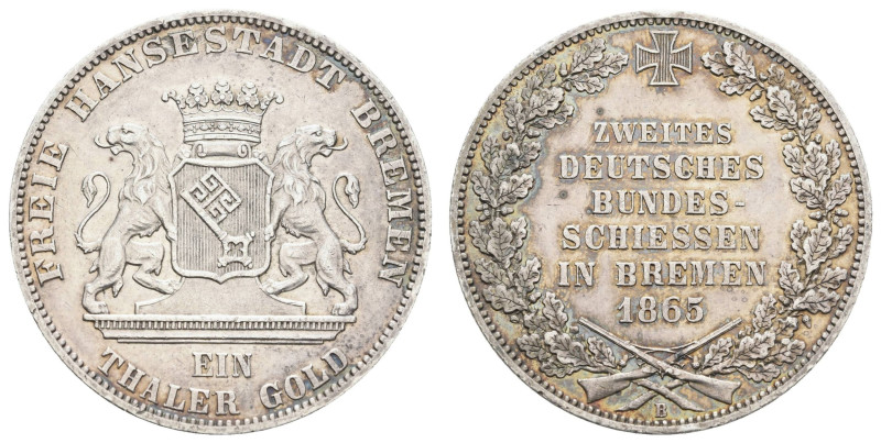 Deutschland 1800-1871 Bremen
 Taler, 1865, B, auf das Zweite Deutsche Bundessch...