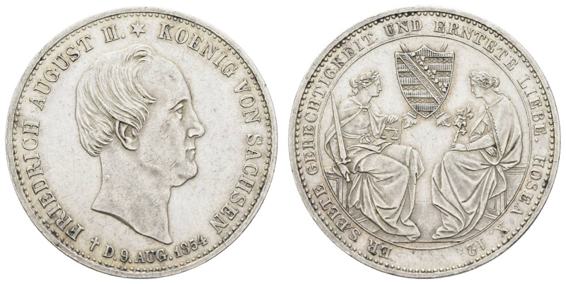 Deutschland 1800-1871 Sachsen
 Taler, 1854, Friedrich August II., auf seinen To...